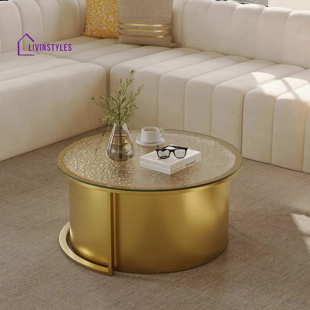 Samaira Stainless Steel Coffee Table for Living Room Golden Finish