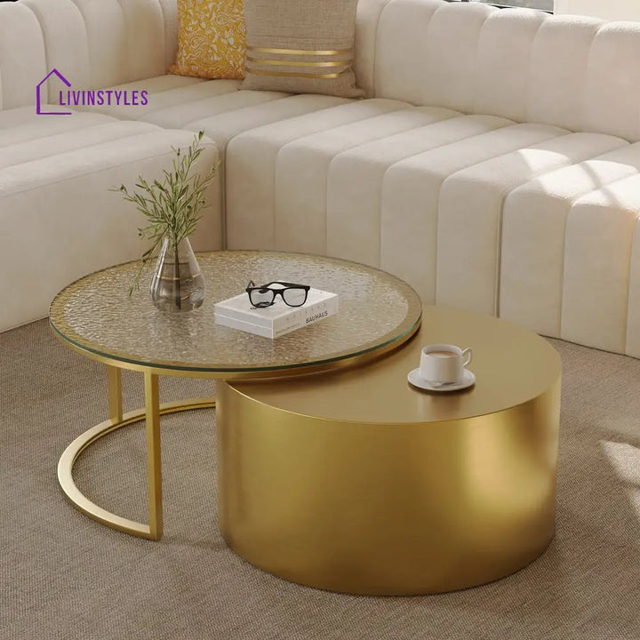 Samaira Stainless Steel Coffee Table for Living Room Golden Finish