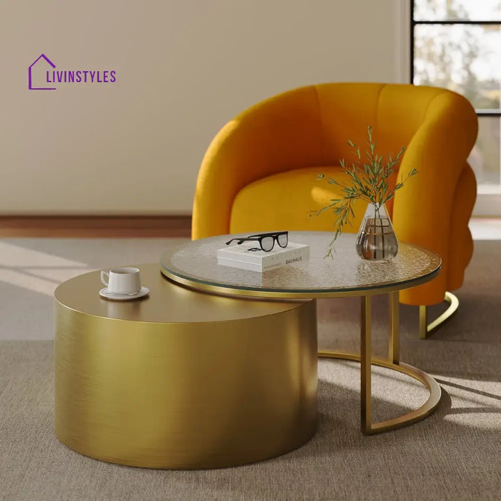 Samaira Stainless Steel Coffee Table for Living Room Golden Finish