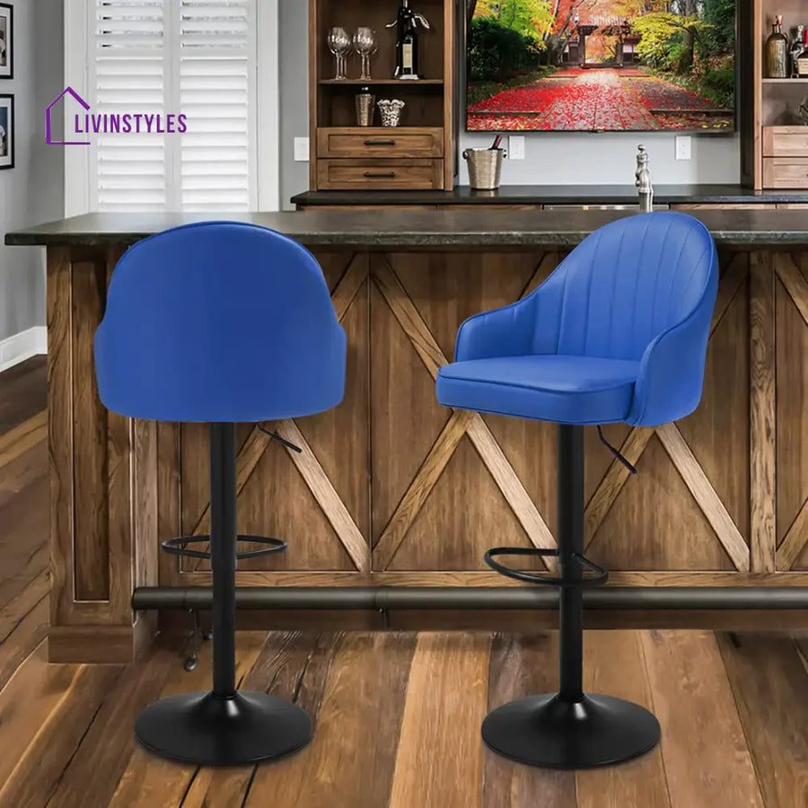 Sameer Blue Color Fressia Swivel Bar Stool