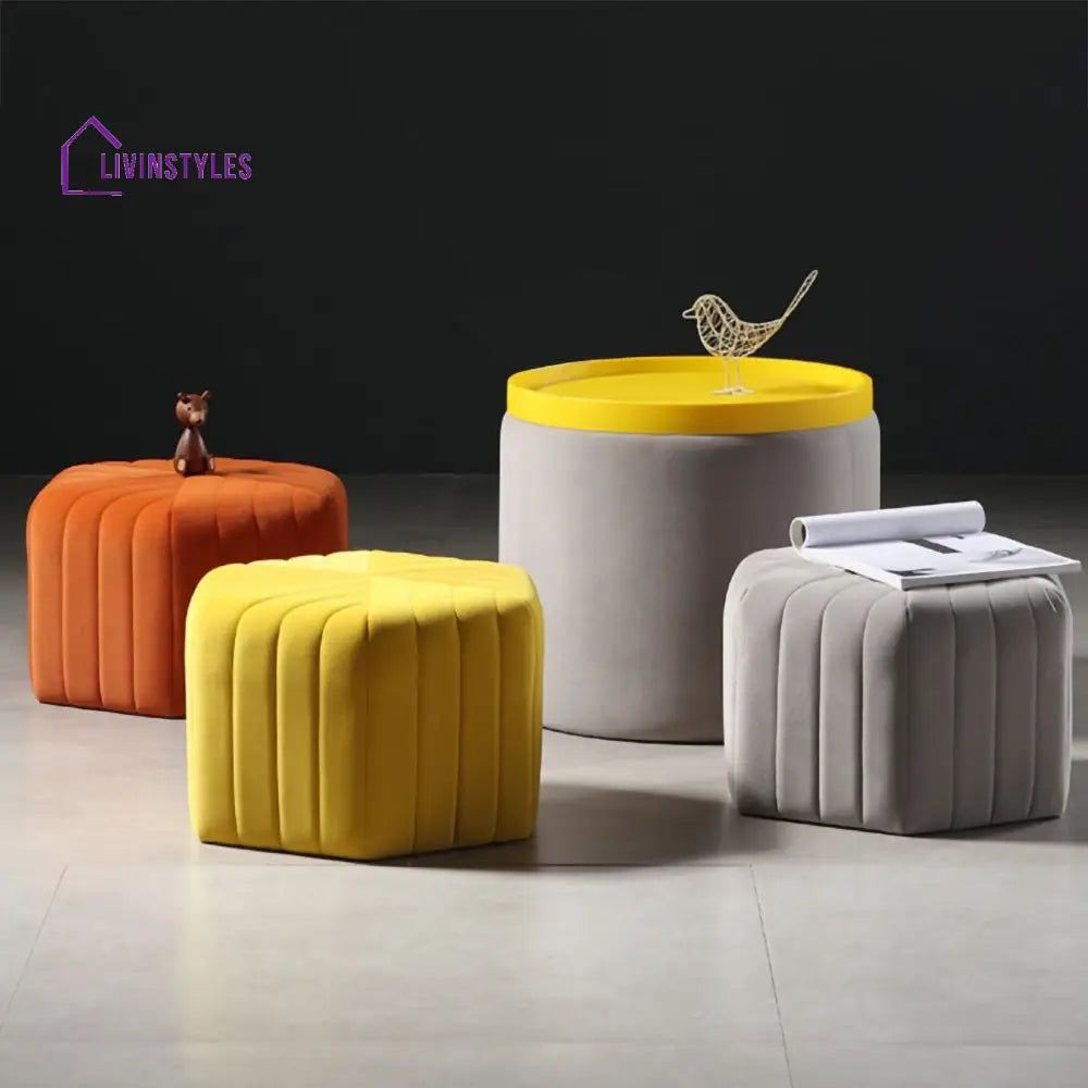 Sanaya Velvet Pouf Ottoman