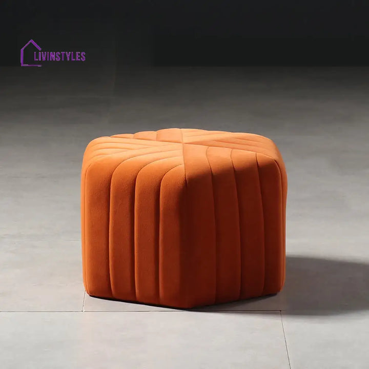 Sanaya Velvet Pouf Ottoman Orange