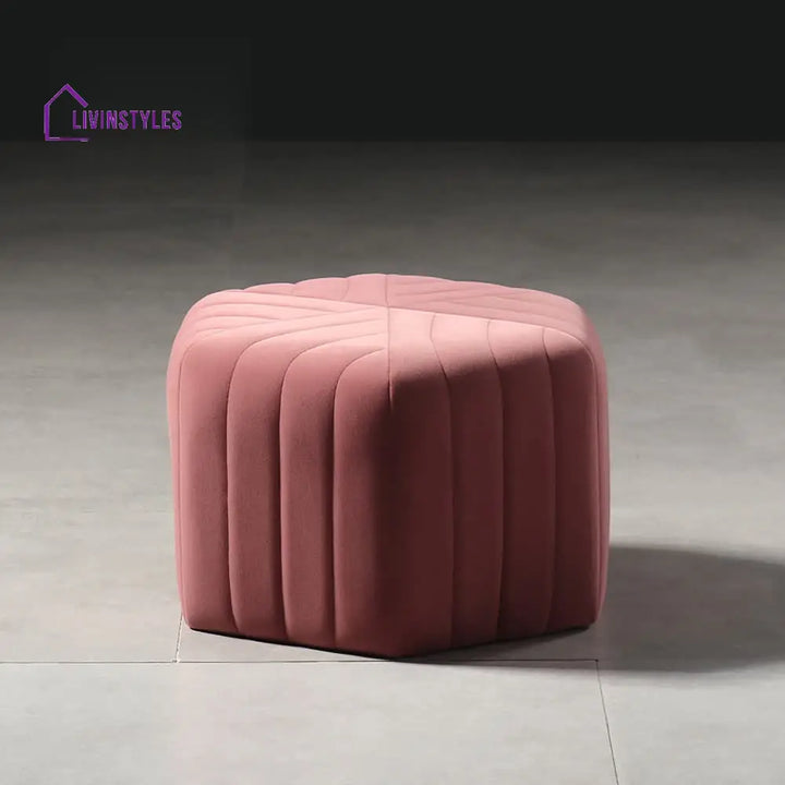 Sanaya Velvet Pouf Ottoman Pink