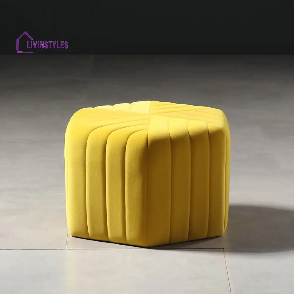 Sanaya Velvet Pouf Ottoman Yellow