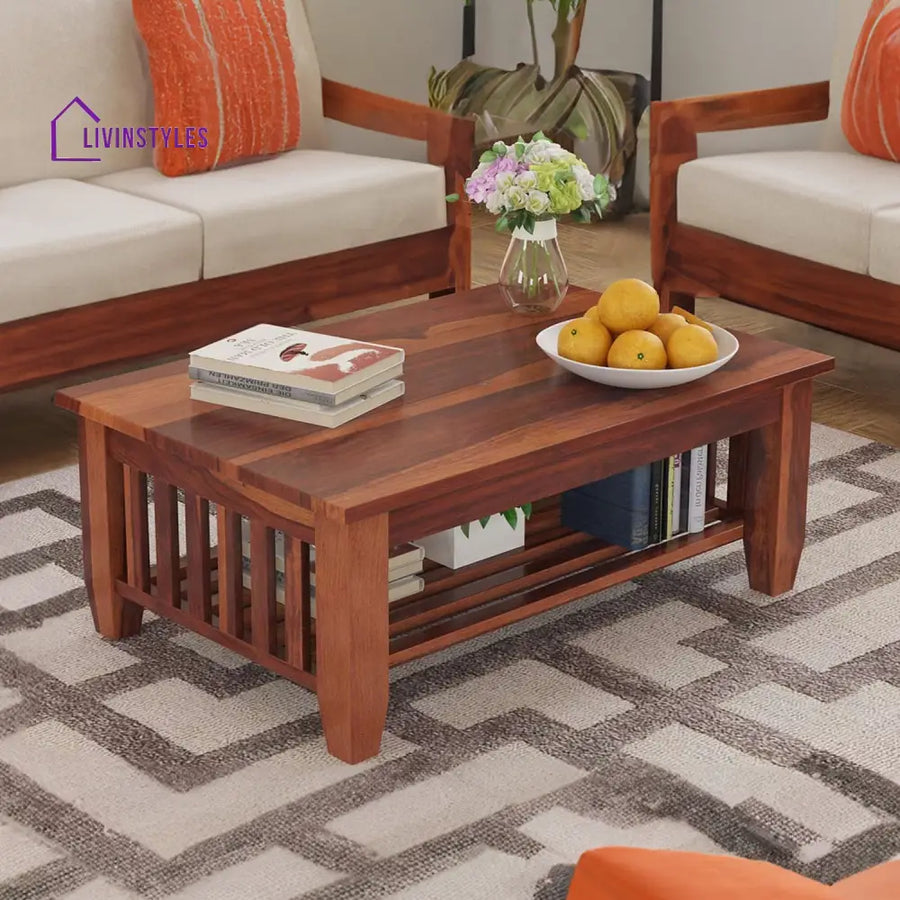 Sangeeta Solid Wood Rectangle Coffee Table For Living Room