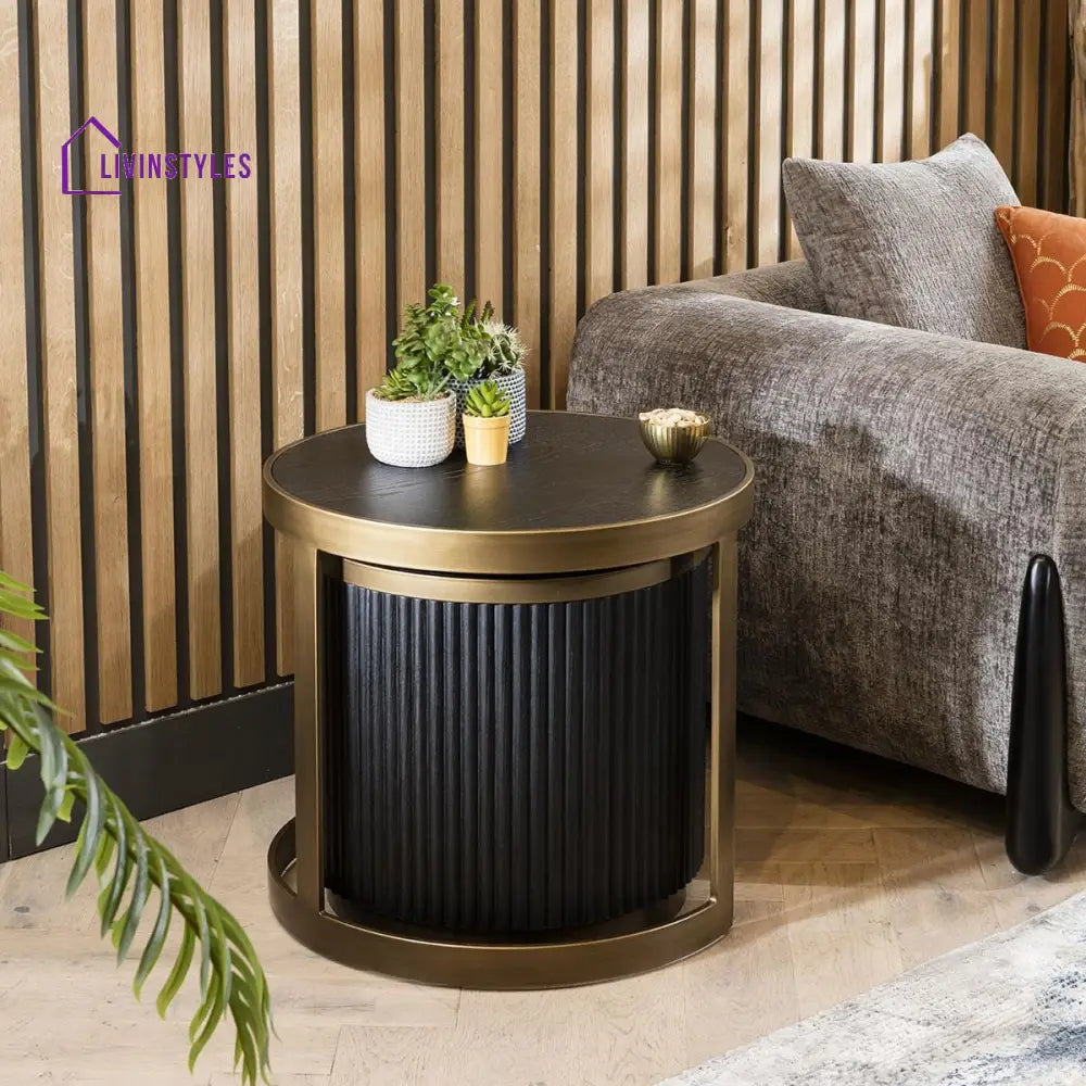 Sanjana Round Nested Lamp Side Tables Black