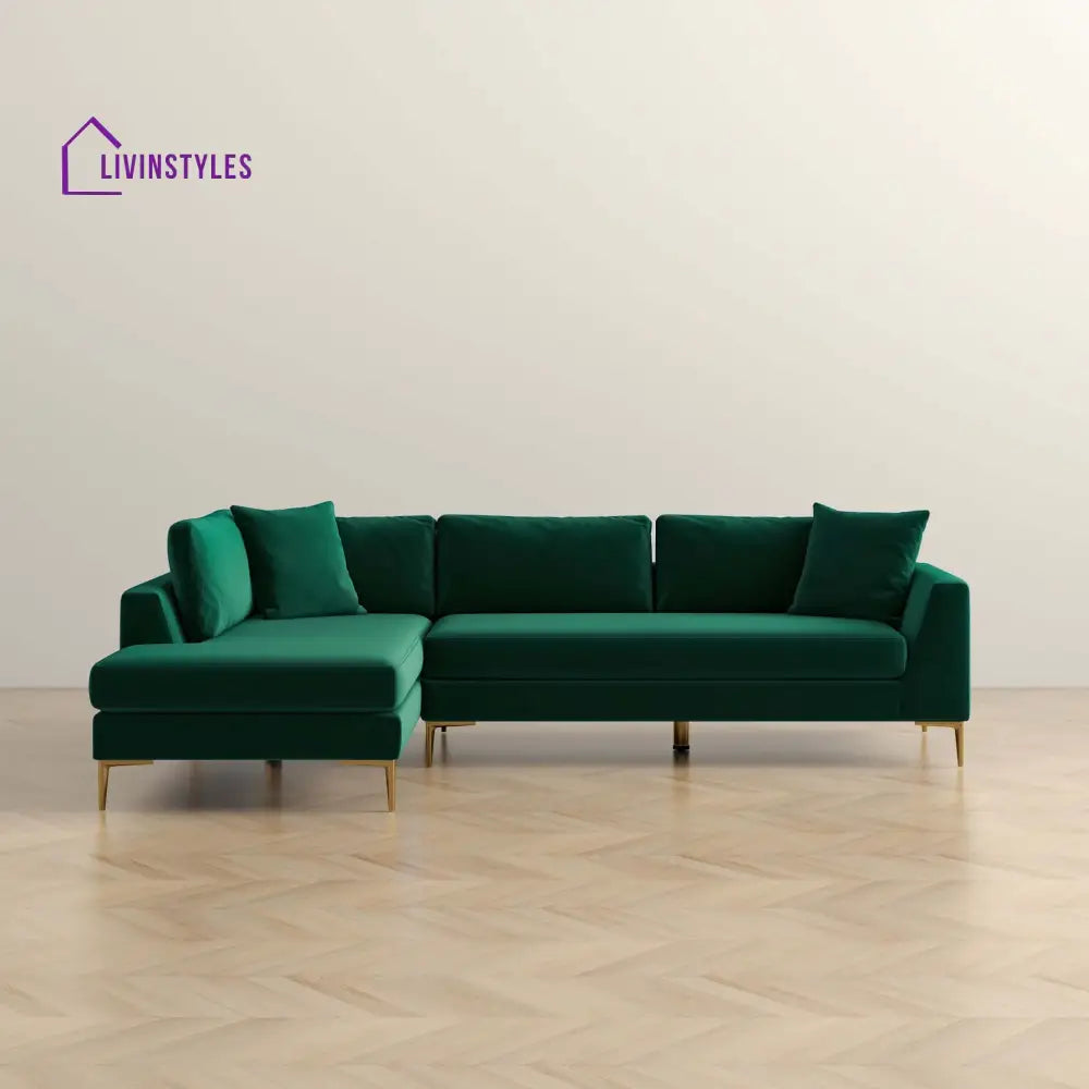 Santosh Velvet L Shaped Sofa For Living Room