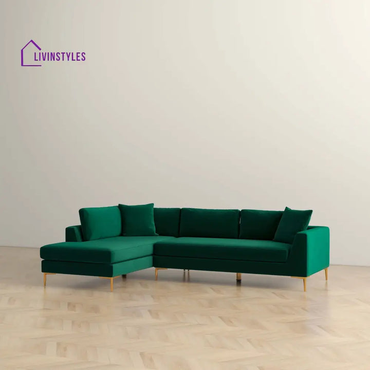 Santosh Velvet L Shaped Sofa For Living Room