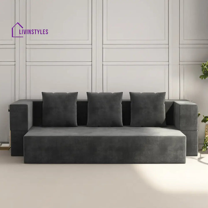 Sanya Premium Velvet 3 Seater Fabric Sofa Cum Bed