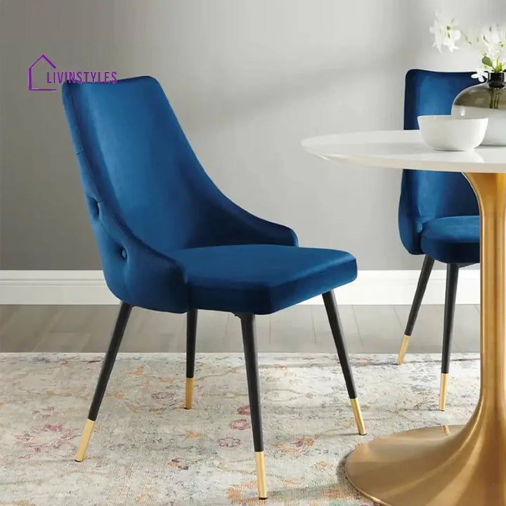 Sarita Elegant Velvet Accent Chair Set Of 2 Blue