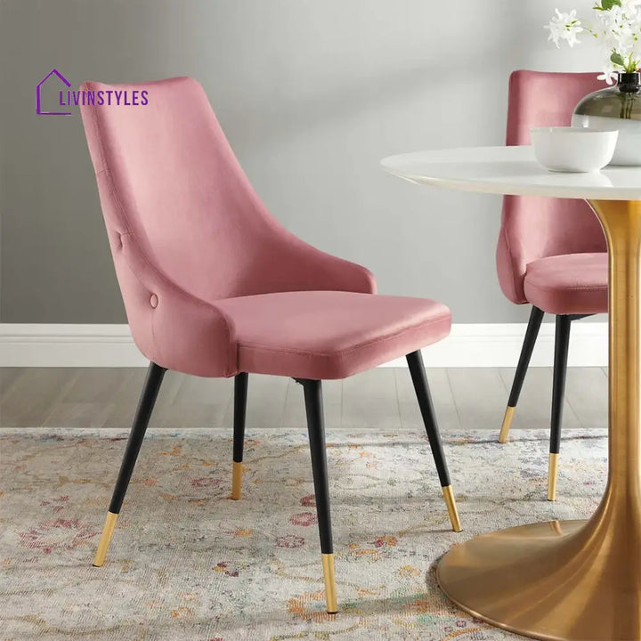 Sarita Elegant Velvet Accent Chair Set Of 2 Pink