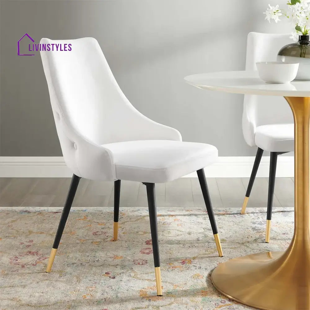 Sarita Elegant Velvet Accent Chair Set Of 2 White