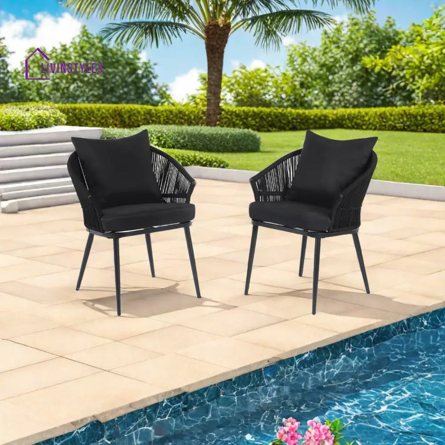 Sarita Outdoor Patio Seating Set 2 Chairs Braid & Rope Coffee Table Sets