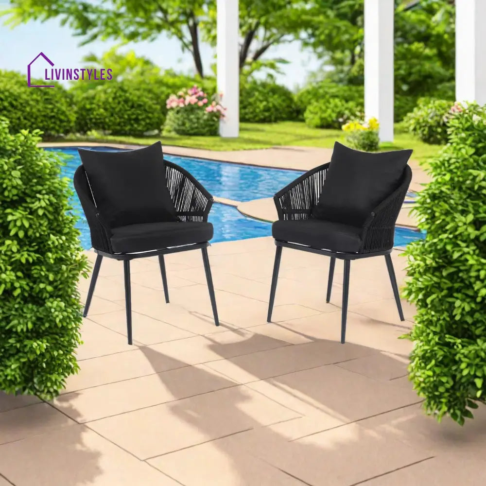 Sarita Outdoor Patio Seating Set 2 Chairs Braid & Rope Coffee Table Sets