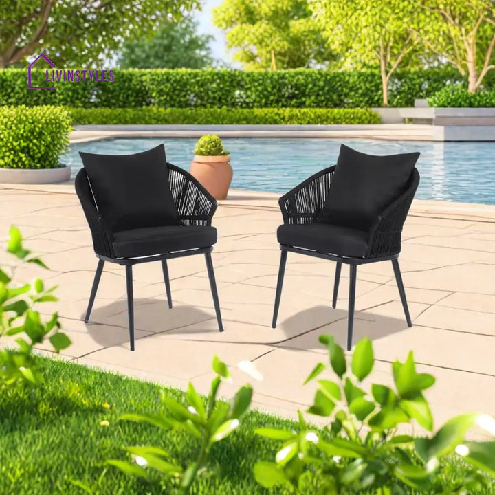 Sarita Outdoor Patio Seating Set 2 Chairs Braid & Rope Coffee Table Sets