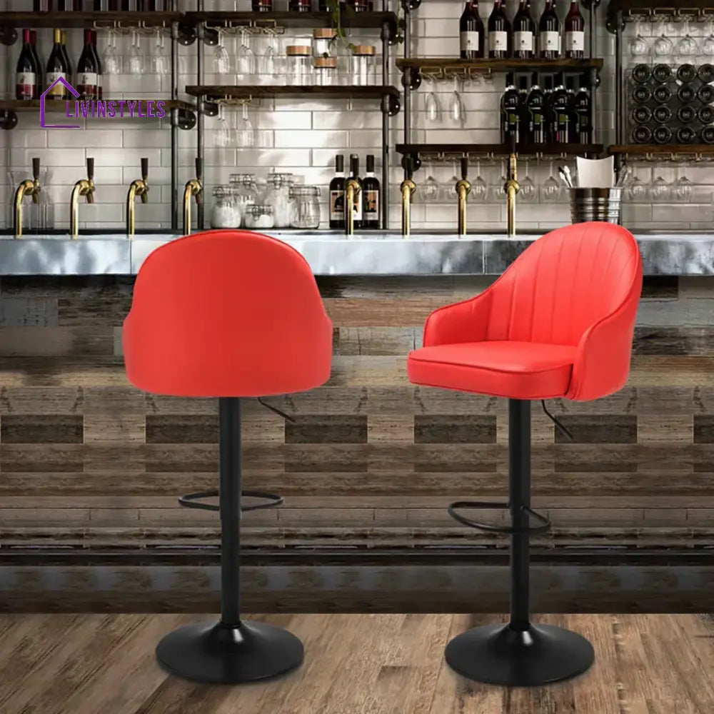 Sarthak Red Color Swivel Bar Stool