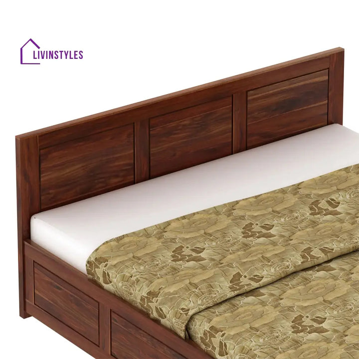 Satya Solid Sheesham Wood Bed With Box Storage (King Size Honey Finish)