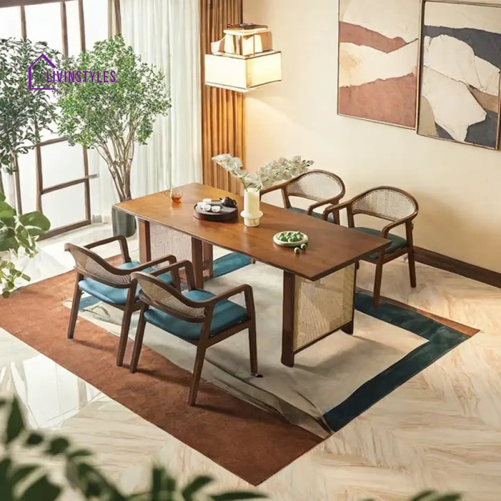 Savely Solid Wood Dining Table Set - 4 Chairs + 1 Dinning Set