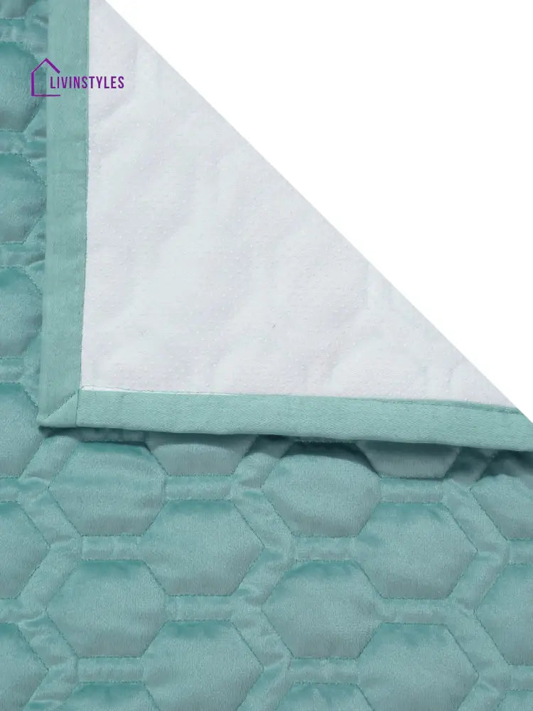 Sea Green Honey Comb Quilted Velvet 2 Seater Sofa Cover With Pcs Hand Rest Slip Cover Sofa