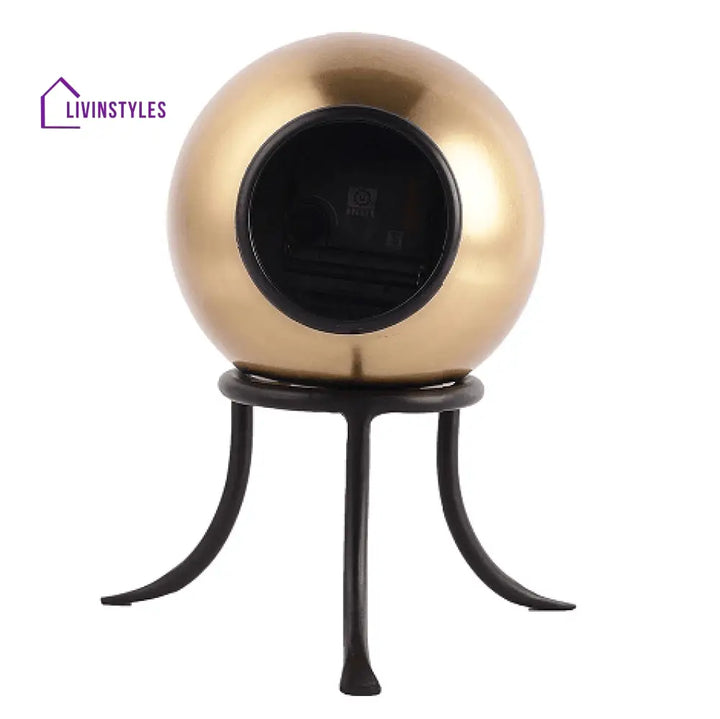 Seated Sphere Clock In Gold & Black Colour