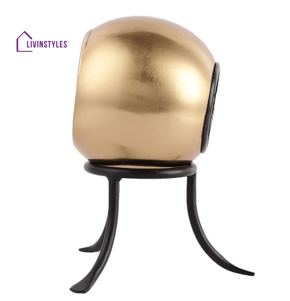 Seated Sphere Clock In Gold & Black Colour