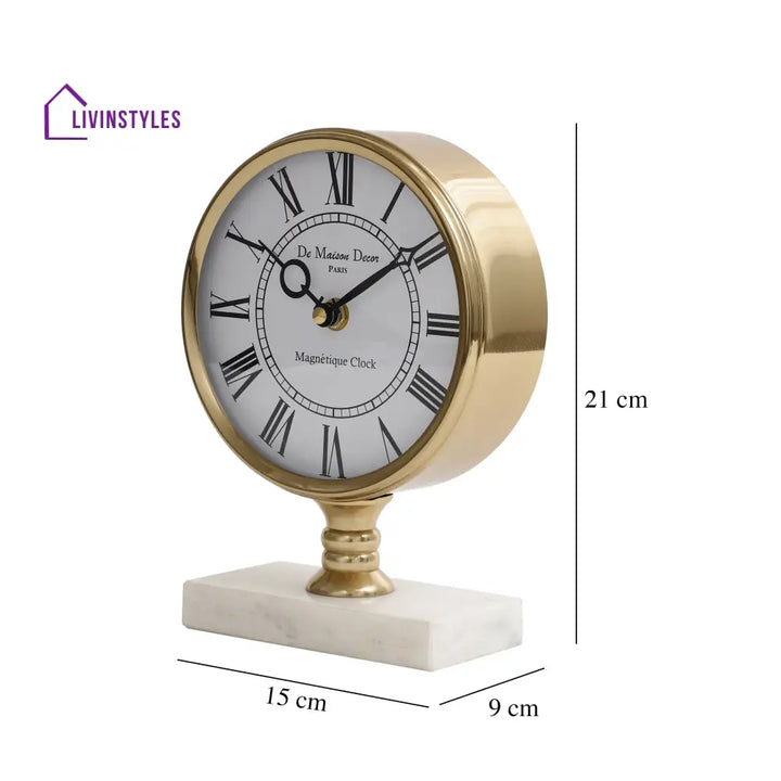 Seraphic Marble Timepiece In Gold Table Clock