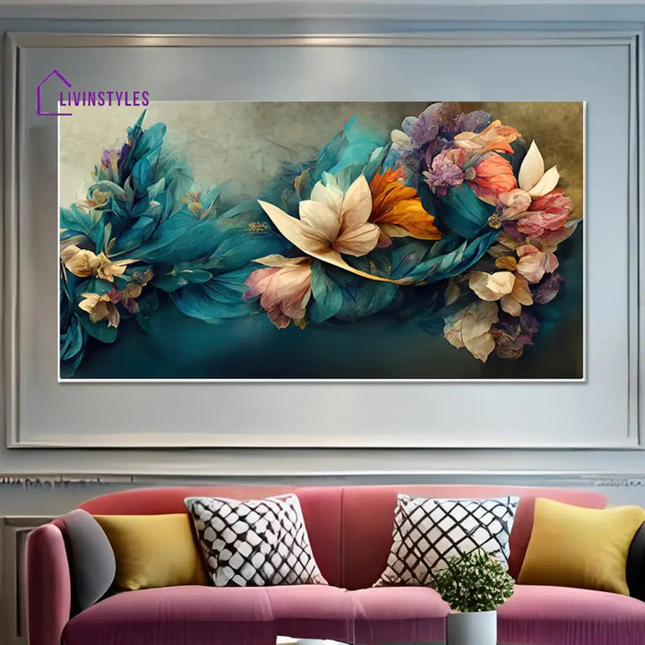 Serene Blue Floral Wall Art Painting