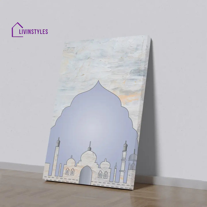 Serene Blue Mosque Wall Art Painting 16 X 20 Inch / Canvas Stretch