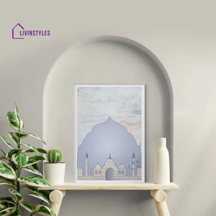 Serene Blue Mosque Wall Art Painting