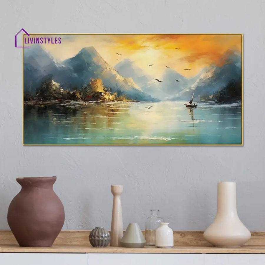 Serene Boat On Tranquil Waters Wall Painting