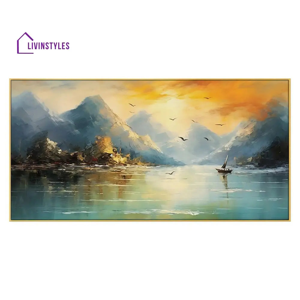 Serene Boat On Tranquil Waters Wall Painting