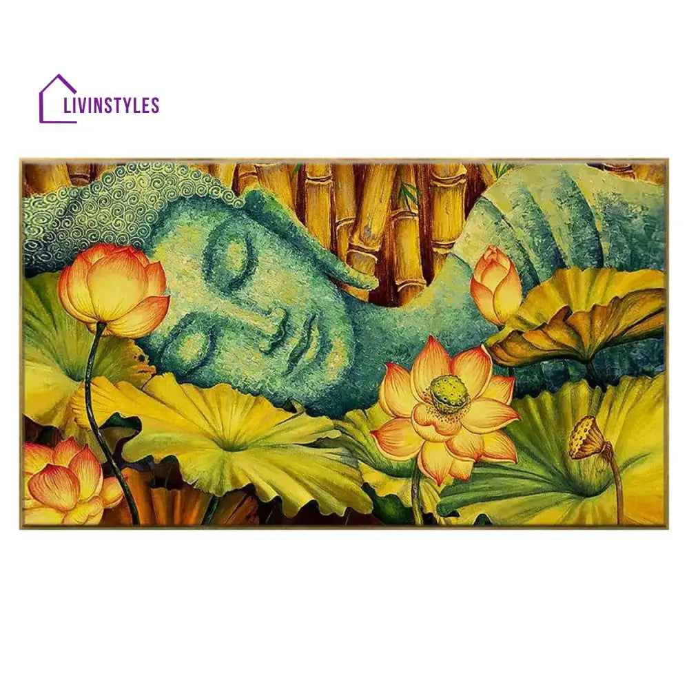 Serene Buddha Lotus Garden Wall Painting