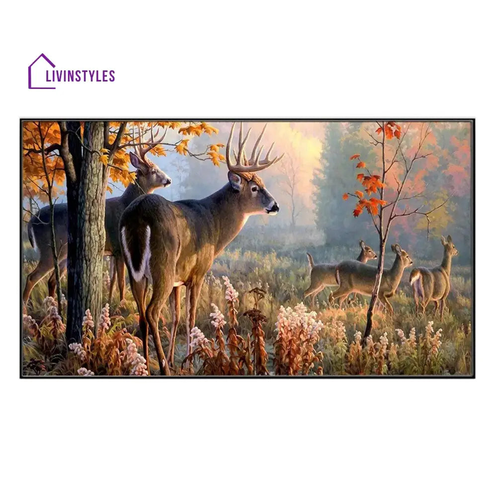 Serene Deer In Forest Wall Painting