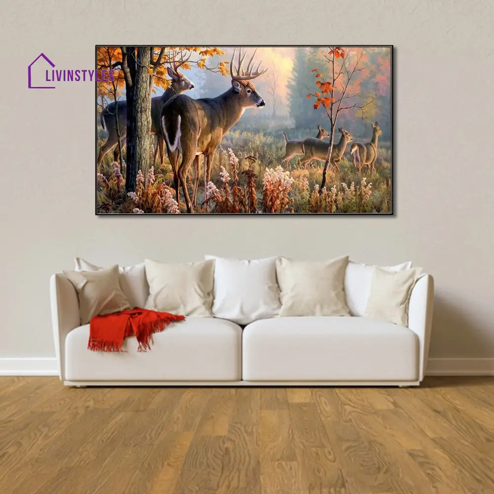 Serene Deer In Forest Wall Painting