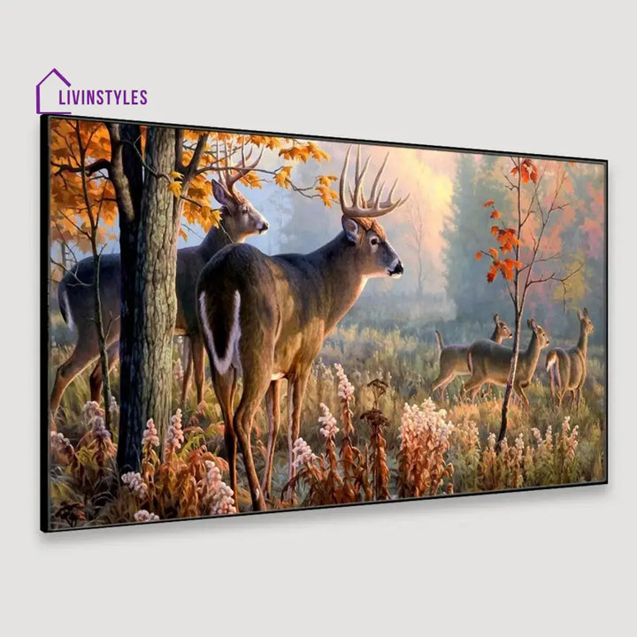 Serene Deer In Forest Wall Painting