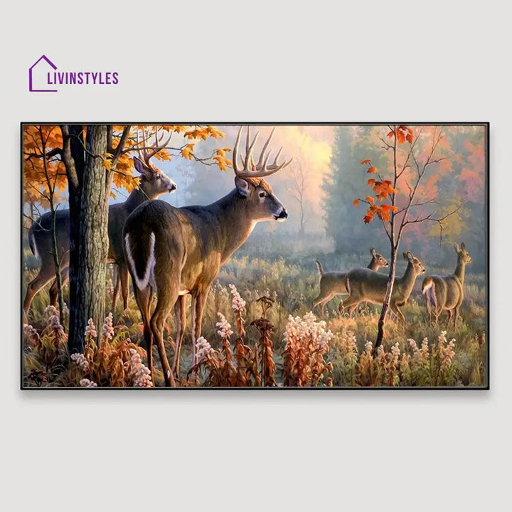 Serene Deer In Forest Wall Painting