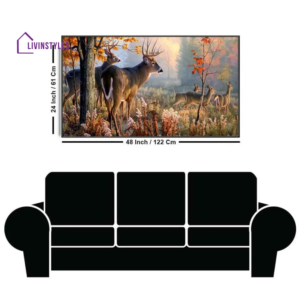 Serene Deer In Forest Wall Painting