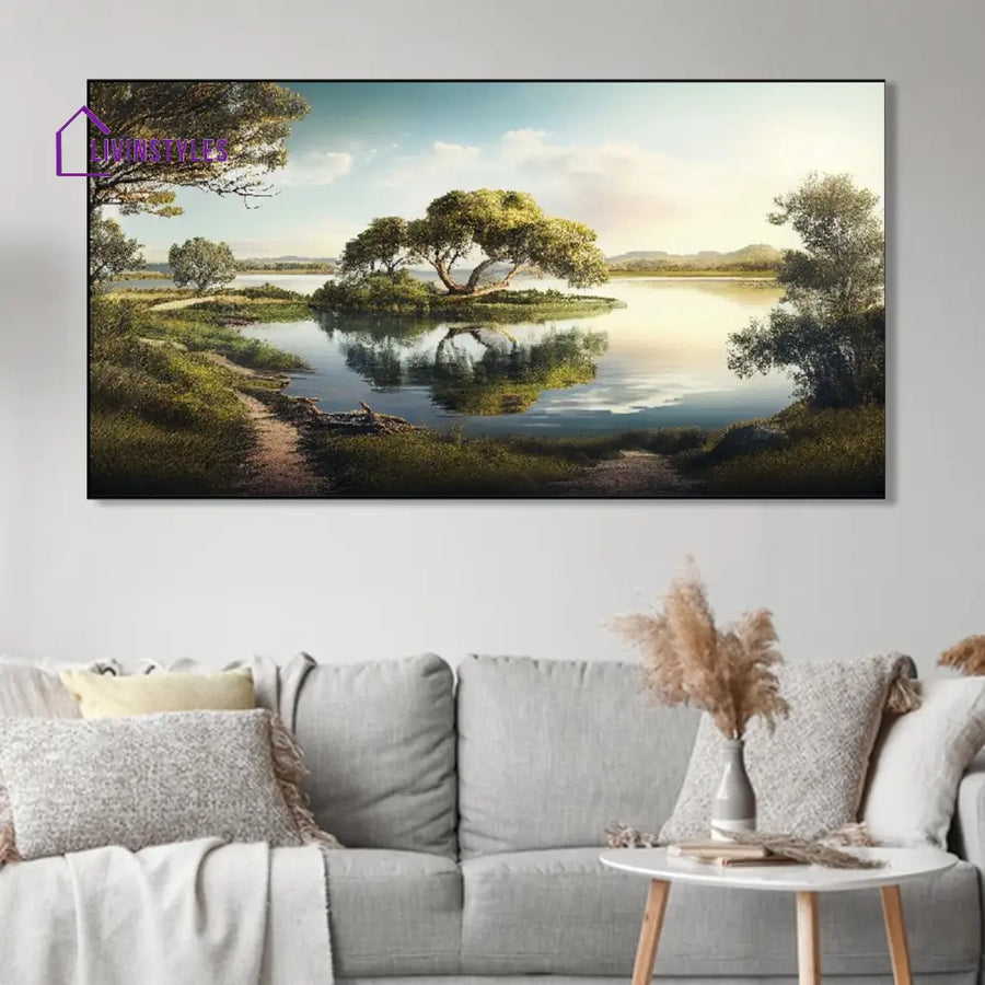 Serene Lake Beauty Wall Painting