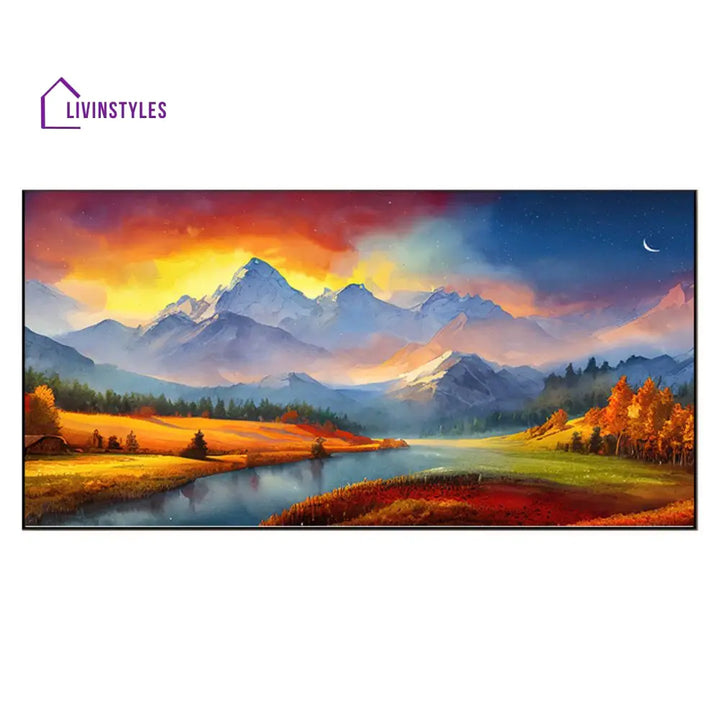 Serene Mountain Landscape Canvas Print Wall Painting