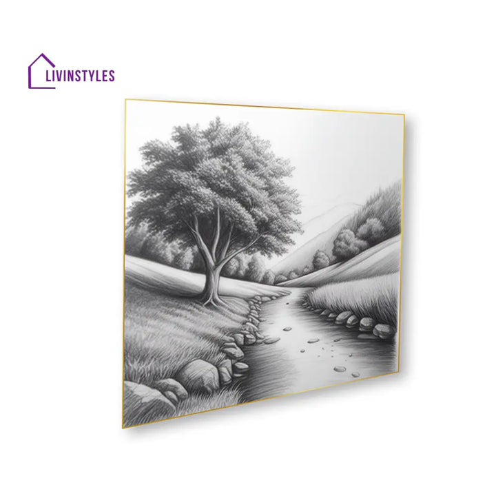 Serene River And Tree Art Set Of 4 Canvas Printed Wall Painting