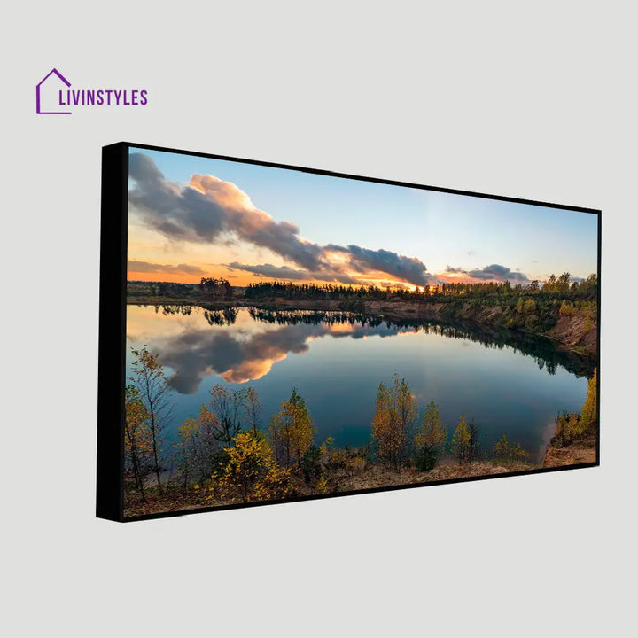 Serene Sunset Lake Canvas Print Wall Painting