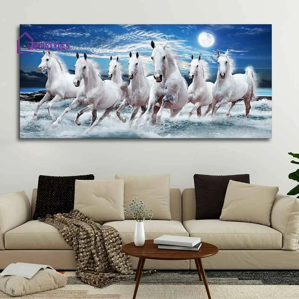 Seven Horses Running At Night Wall Painting