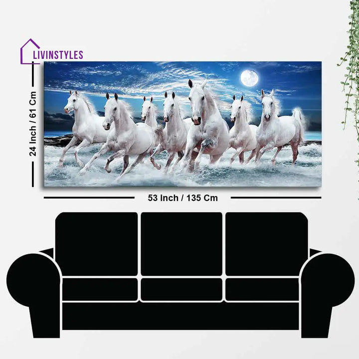 Seven Horses Running At Night Wall Painting