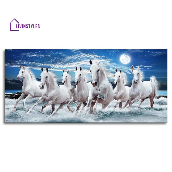 Seven Horses Running At Night Wall Painting