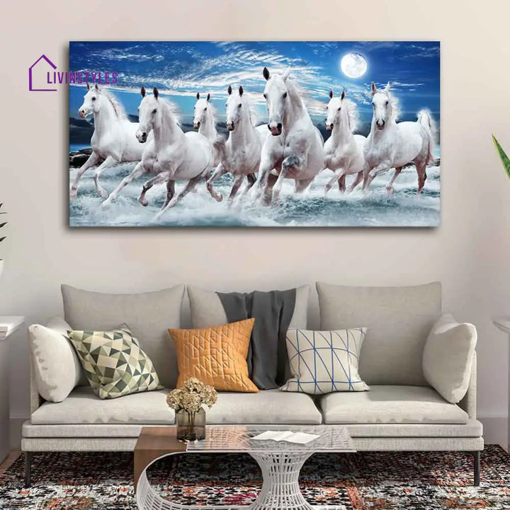 Seven Running Horses Wall Painting In Water