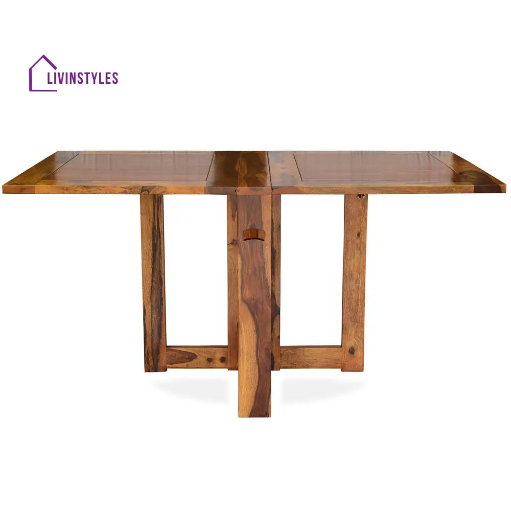 Sheesham Wood Foldable Dining Table In Honey Finish