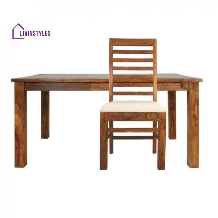 Sheesham Wood Four Seater Dining Table Set In Honey Finish