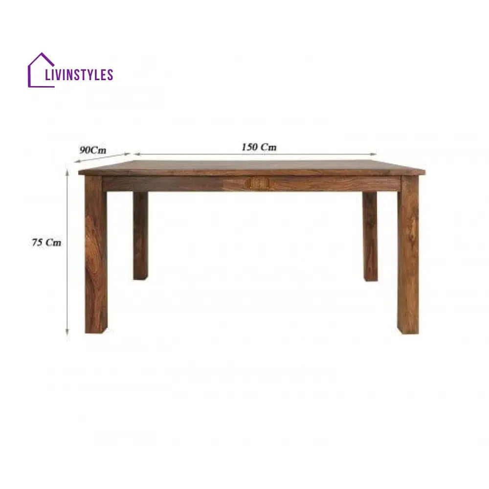 Sheesham Wood Four Seater Dining Table Set In Honey Finish