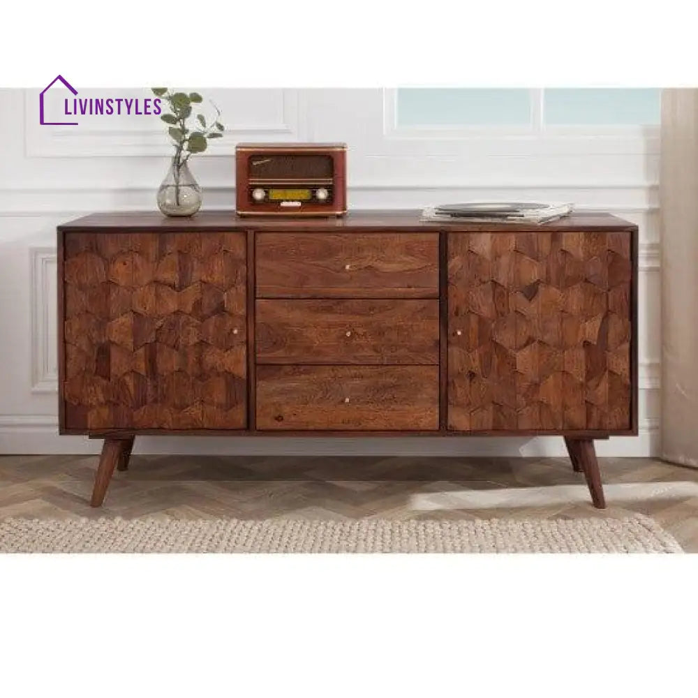 Sheesham Wood Geneva Sideboard With Three Drawer 145X40X75 Cm (Honey Finish)