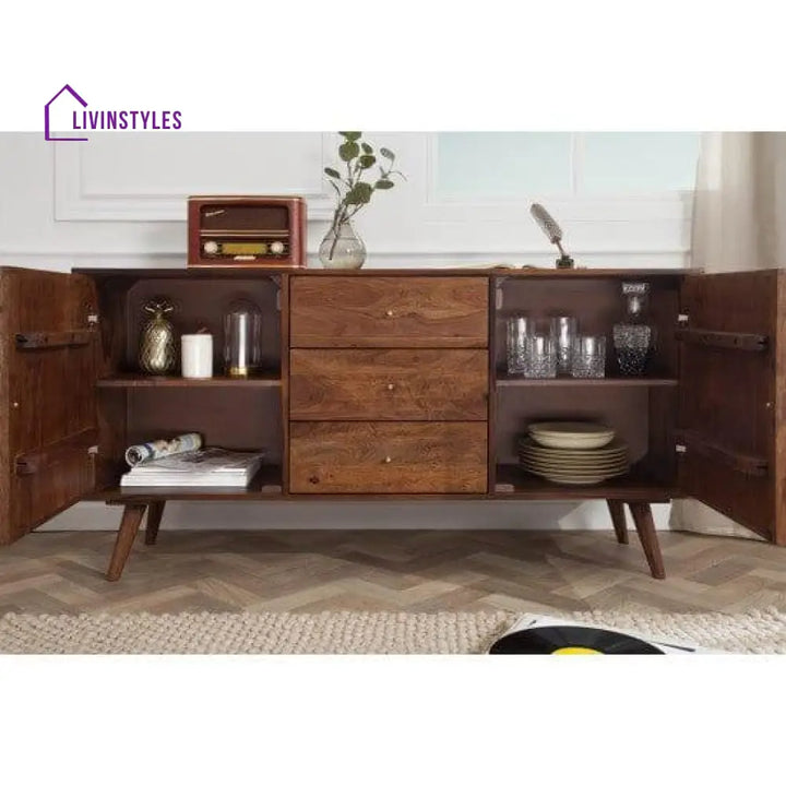 Sheesham Wood Geneva Sideboard With Three Drawer 145X40X75 Cm (Honey Finish)